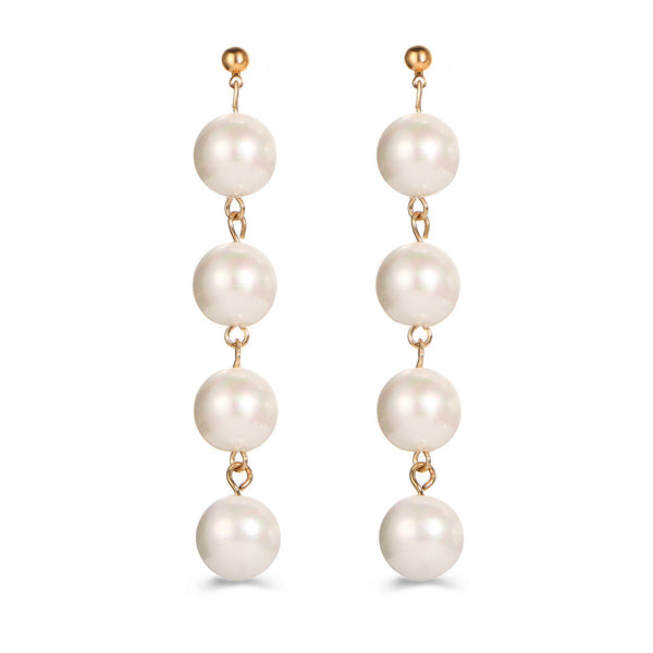 Round Imitation Simulated Pearl Drop Earrings