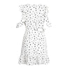 Ruffle Cold Shoulder Polkadot Print Dress