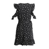Ruffle Cold Shoulder Polkadot Print Dress