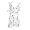 Ruffle Cold Shoulder Polkadot Print Dress