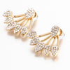 Gold Color Crystal Leaf Double Sided Earring