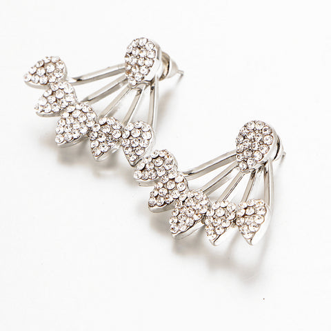 Gold Color Crystal Leaf Double Sided Earring