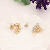 Gold Color Crystal Leaf Double Sided Earring