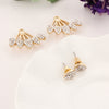 Gold Color Crystal Leaf Double Sided Earring