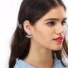 Gold Color Crystal Leaf Double Sided Earring