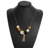 Toy Blocks Wood Pendants Long Tassel Necklaces