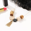 Toy Blocks Wood Pendants Long Tassel Necklaces