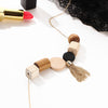 Toy Blocks Wood Pendants Long Tassel Necklaces