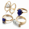 4PCS/LOT Natural Stone Ring Set