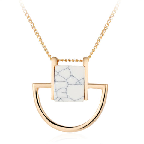 Natural Stone Necklace Gold Color