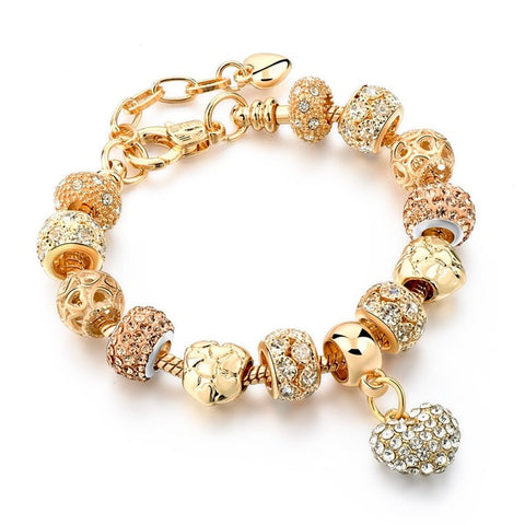 Crystal Heart Charm Bracelets & Bangles Gold Bracelets
