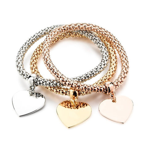 3PCS Charm Bangles Plated Bracelets