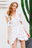 Ruffle Cold Shoulder Polkadot Print Dress