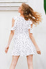 Ruffle Cold Shoulder Polkadot Print Dress