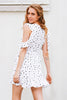 Ruffle Cold Shoulder Polkadot Print Dress