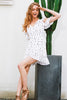 Ruffle Cold Shoulder Polkadot Print Dress