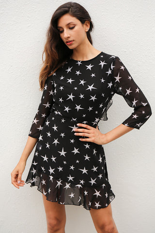 Short Chiffon Star Black Dress