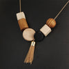 Toy Blocks Wood Pendants Long Tassel Necklaces