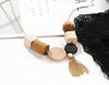Toy Blocks Wood Pendants Long Tassel Necklaces