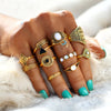 10pcs/Set Vintage Punk Ring Set